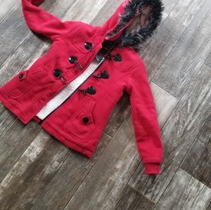 Girls fur hood winter coat